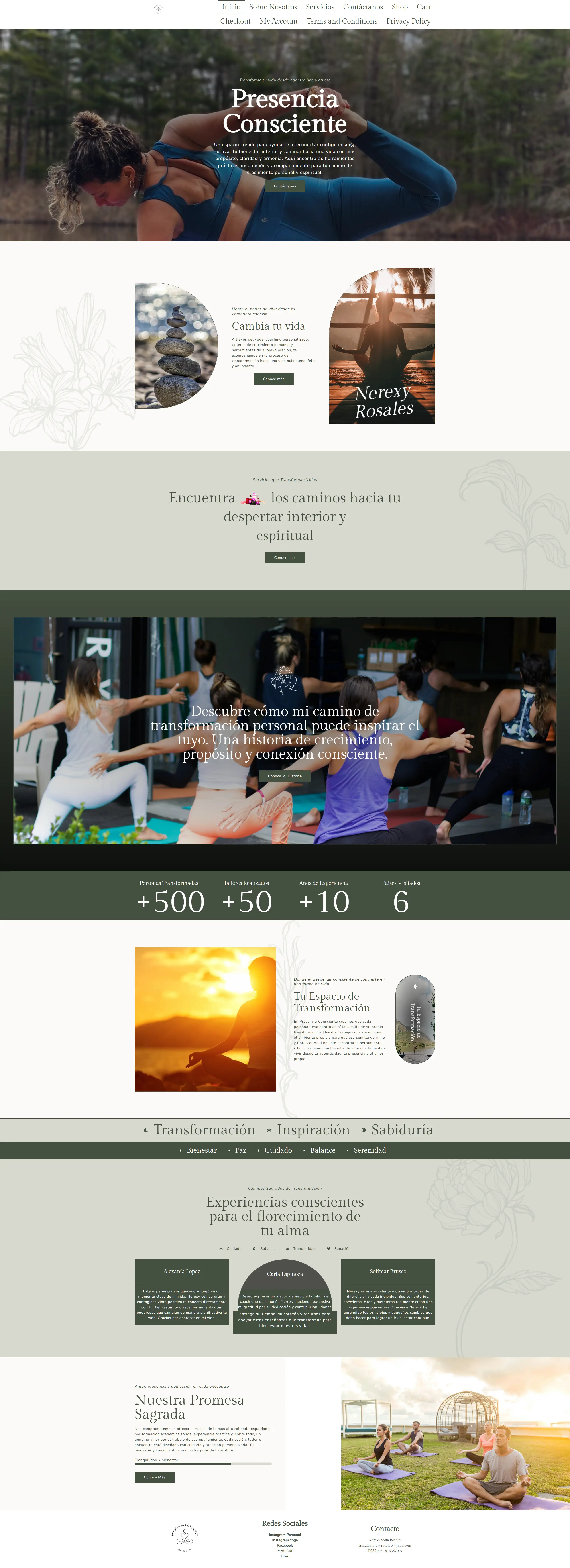 Captura del sitio web de Presencia Consciente